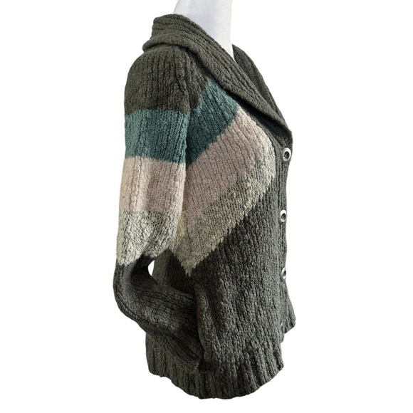 Free People Chunky Knit Shawl Collar Geometric Cardigan Sweater - Picture 6 of 11